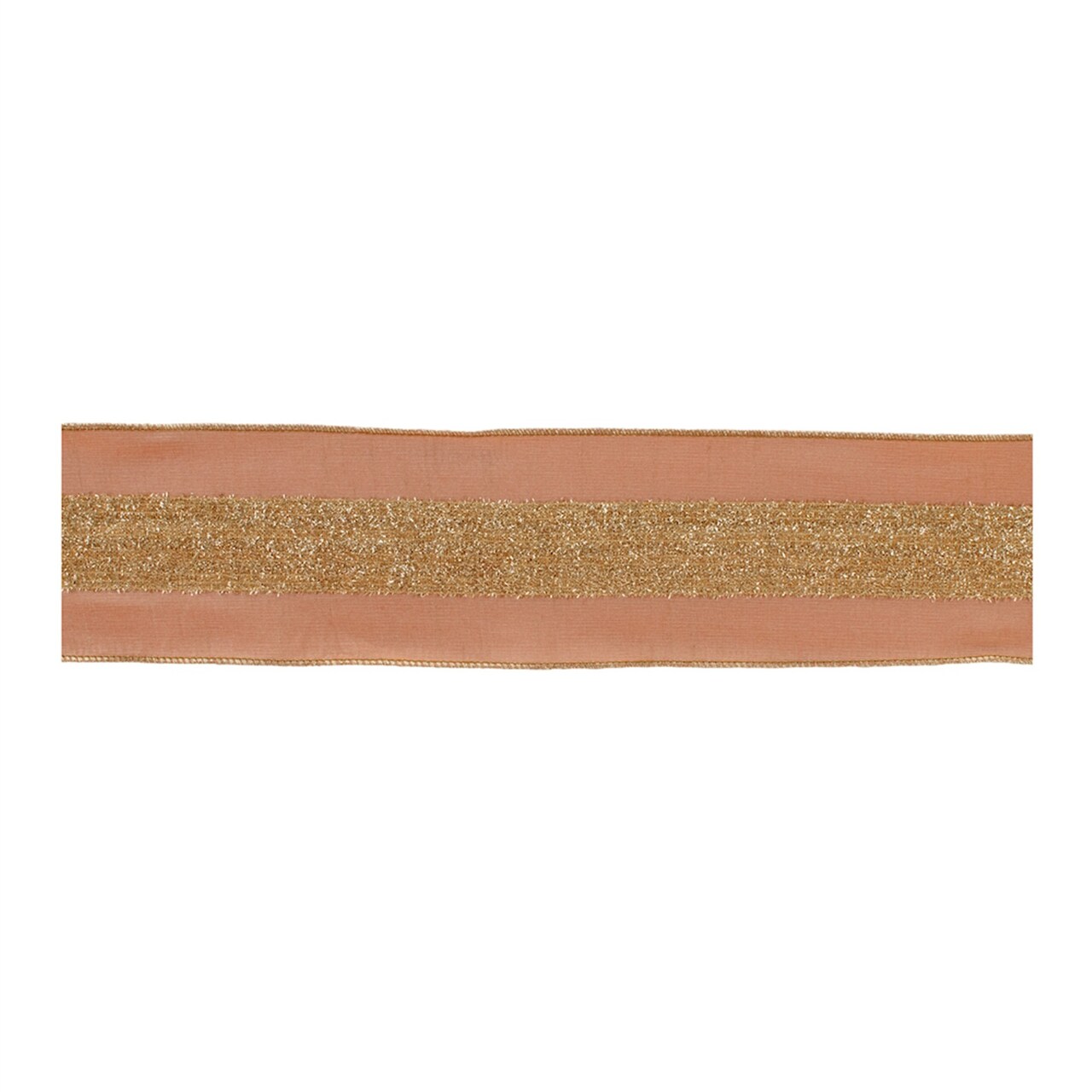 Melrose Christmas Wired Craft Ribbon - 4" x 5 Yards - Gold and Pink - Set of 2